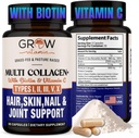 te groeien vitamine Multi Collageen Capsules - Types I, II, III, V & X Gehydrolyseerde Blend met Biotine & Vitamine C voor haar, huid, nagels 90 capsules