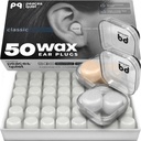PQ Wax oorpluggen voor slapen, zwemmen - 50 Noise Cancelling Siliconen Gel Wax oordoppen, oorbescherming voor slaap en zwemmen, zachte waskussens met geluid blokkeren niveau 32Db, (50 kussens), kleur: wit