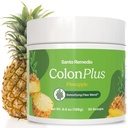 Santo Remedio Colon Plus, Colon Cleanser, Dietary Psyllium Housse Fibre et Probiotiques Supplément, 30 portions, goût d'ananas