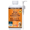 Natural Dog Company Wild Alaska Salmon Oil Formula with Omega 3, Fish Oil for Dogs Supplement, Skin & Coat Dog Oil, Itchy Relief, Immune Support for Joints & Heart, Food Topper, 32 oz