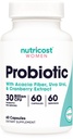 Nutricost Probiotique pour les femmes 30 milliards CFU, 60 capsules - Complexe avec fibre d'acacia, Uva Ursi et extrait de canneberge, sans OGM et sans gluten