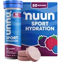 Nuun Sport Electrolyte tabletten met Magnesium, Calcium, Kalium, Chloride en Natrium, Glutenvrij & Vegan, Tri-Berry, 8 Pack (80 Servings Totaal)