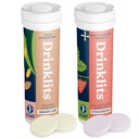 Drinklits Gember-Lime Electrolyte Hydration & Strawberry Immunity Tablets (2) Tube Combo Pack 