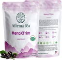 MenoXTrim Organic Menopause Relief: Hormone Balance | Bloating | Hot Flashes | Excess Water | Midlife Belly | Yerba Mate, Dandelion, Nettle Leaf, Lemon Balm, Turmeric, Ginger | Natural Açai Flavor.