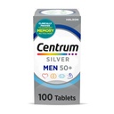 Centrum Silver Multivitamine voor mannen 50 Plus, Multiminerale Supplement, Vitamine D3, B-Vitaminen en Zink, Glutenvrij, Non-GMO Ingrediënten, Ondersteunt Geheugen en cognitie bij oudere volwassenen - 100 Ct