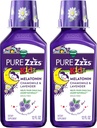 Vicks Pure Zzzs Kidz Melatonine, Kids Melatonine Liquid, Slaaphulp, Drug-Free, Liquid Melatonine 1mg, met kamille & Lavender, Melatonine Slaapmiddelen voor kinderen, Snooze Berry Flavored, 2 Pack, 24 FL OZ