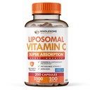 Bien-être sain Capsules de vitamine C liposomique (200 pilules de 1500mg buvées) High Absorption, système immunitaire et collagène Booster, haute dose de graisse soluble Immunity Support Acide ascorbique, végétalien naturel
