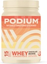 Podium Nutrition Poudre de protéines de lactosérum, Chocolat Brownie, 22g Protéines par portion avec enzymes digestives, Isolat et concentré de protéines de lactosérum, sans gluten, faible teneur en glucides, faible teneur en sucre et sans soja, 15 portions