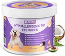 HICC PET Eyes Wipes for Dogs & Cats, Vet-Recommended Dog Eye Infection Treatment, Gently Verwijder Tear Stain, Debris, Discharge - Hypoallergeen Pet Eye Wash Cleaner voor ogen, rimpel, Gezicht - 100st