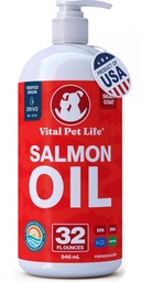 Zalmolie voor honden en katten - gezonde huid & jas, visolie, Omega 3 EPA DHA, vloeibare voedselsupplement voor huisdieren, alle natuurlijke, ondersteunt Joint & Bone Health, Natuurlijke Allergie & ontsteking verdediging, 32 oz