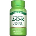 De waarheid van de natuur Vitamine ADK 60 Softgels Hoge sterkte van vitamine A, D3, K1 & K2