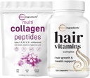 Micro Ingrediënten Multi Collageen Proteïne Poeder 16oz & Hair Vitamins Complexe Capsules Bundel 2 Pack 
