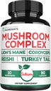 Satoomi 10in1 Lions Mane Supplement Complex - Blended with Cordyceps Sinensis, Reishi Paddestoel, Turkije Paddestoel & Andere - 90 Tellen voor 3 maanden