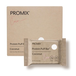 ProMix Nutrition Puff Bars - Coconut - Marshmallow Crispy Treat - Grande dégustation et santé sur le go Snack - haute protéine et faible teneur en calories - sans gluten, soja et maïs - 12 barres
