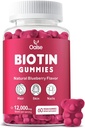 Gommies de biotine, supplément de biotine avec la chlorophylle, huile de graines noires, multivitamines et Zinc support peau de cheveux et ongles santé pour les femmes et les hommes [60 comte (paquet de 1)]