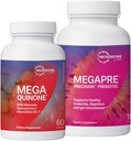 Microbiome Labs MegaPre Prebiotic to Support Digestie & Gut Barrier (180 Capsules) + MegaQuinon K2-7 Complete Vitamine K Supplement met Magnesium, Zink (60 Capsules) - 2 Product bundel