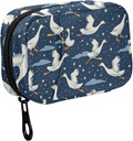 Fustylead Funny Geese Flying in Nightsky and Stars Travel Pill Organizer Bag with Zipper Small Pill Box 7 Day Pill Case for Purse Storage Weekly Vitamin Medicine Supplement