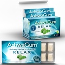 AshwaGum RELAX Gum door BetterGum, High Potency Supplement met KSM 66 Ashwagandha en Gaba, Ondersteunt stress en angstverlichting, Cortisol Ondersteuning, Alternatief voor Gummies, Sugar-Free, 10 stuks - 6 Pack