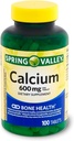 Spring Valley Calcium 600 mg, Tabletten Dieetsupplement, Bone Health, 100 Telling +