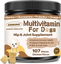 Honden Multivitamine met mineralen voor algemene gezondheid - Hondenvitaminen en Supplementen met Glucosamine, Probiotica voor Puppy & Senior Honden met Mineralen - Omega 3 Visolie voor de huid & Coat - 107 Kauwen
