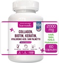 Collageen Biotin Keratine Hyaluronzuur Complex Supplement met vitamine E, foliumzuur, pompoenzaad en MSM, 60 capsules, 1000 mg