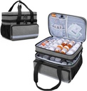 CURMIO Double Layers Pill Bottle Organizer Bag Lege, Medicine Organizer opslag geval met afsluitbare ritssluitingen, Medication Travel Bag voor recept flessen, medische benodigdheden, grijs (Patent Design)