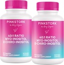 Pink Stork Myo-Inositol & D-Chiro Inositol Supplement - Hormonal Balance for Women - Ovarian Support - 40:1 Ratio - Vruchtbaarheid Supplementen voor vrouwen - 180 Capsules, 2 maand aanbod