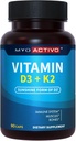 Vitamine D3 K2 Supplément 5000 UI et 200 mcg - Haute absorption D3, breveté MK7 et MK4, santé cardiaque, soutien immunitaire, 90 capsules végétariennes