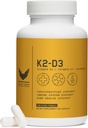 High Level K2D3, Vitamine K2 & D3 Supplement met BioPerine Black Pepper, Dual Action Complex for Heart, Bone, Immune Support, 5000 IE D3, 100 mcg K2, Vegetarisch, 60 Veggie Capsules