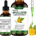 Liquid Drops met Mullein Leaf, Mullein Drops voor Longen Biologische Respirator Alcoholvrij, Long Reiniging voor Immune en Respiratory Health Ondersteuning, Wit