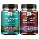 Bundel van Lever Ondersteuning Supplement met NAC voor leverreiniging en Vegan Uric Acid Cleanse en Detox voor mannen en vrouwen gewrichten Nieren en meer