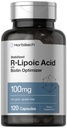 Horbiach R-Lipoïnezuur 100 mg 120 Capsules met Biotin Optimizer Niet-GMO, Glutenvrij Gestabiliseerd R-Lipoïnezuursupplement