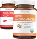 Bespaar $4 (11% korting) - Koop biologisch Ashwagandha & Berberine HCL+ - Nature's Synergy Duo - Berberine (60 capsules) - Biologische Ashwagandha Wortelpoeder 1350mg Serve (120 tabletten) Natuurlijke Adrenal Help