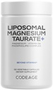 Codeage Liposomal Magnesium Taurate+ Supplement - Magnesium Taurate, Vitamin B6 as Pyridoxal 5-Phosphate, 2-Month Supply - Liposomal Delivery, Vegan, Non-GMO, Gluten-Free, 120 Capsules