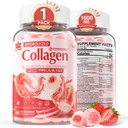 Collageen Peptide Gummies for Women & Men Sugar-Free, Multi Collageen Gehydrolyseerd w/ 1500mg Proteïne Type I,II,III,V,X, 5000mcg Biotine, Gemethyleerd B12, Vitamine C A E D3 B6 voor huidhaarnagels, Bone, 60Cts