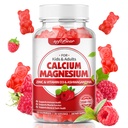 softbear Calcium Magnesium Zink Gummies voor Vrouwen, Calcium Magnesium Supplement met vitamine D3 voor bot sterkte, Vegan / Sugar-Free, Raspberry Flavor 60 Tellen