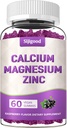 Calcium Magnesium Zink Gummies met Vitamine C D3 K2, Calcium Gummies voor Bot, Spier, Kalm & Zzz Ondersteuning, Hoge Absorptie Formule met Magnesium Zink Folate Kalium, Vlierbessen smaak 60 Telt