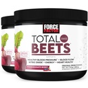Force Factor Total Beets Drink Mix Superfood Powder with Nitraten to Support Circulation, Nitric Oxide, Energy, Endurance, and Stamina, Cardiovasculair Heart Health Supplement, 60 Servings, 2-Pack