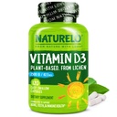 NATURELO Vitamine D - 2500 UI - Plante à base de lichen - Supplément naturel D3 pour système immunitaire, soutien osseux, santé articulaire - Vegan - Non-OGM - Sans gluten - 120 capsules