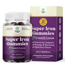 Extra sterkte Iron Gummies voor vrouwen en mannen - Krachtige 45mg per Serving Chewable Supplement voor vrouwen en mannen met vitamine C voor hogere absorptie - Vegan Daily Iron Gummy Geen kunstmatige smaken
