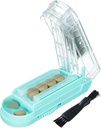 Cutter à la pilule pour les pilules multiples à la fois, Splitter à la pilule pour les petites et petites pilules, Cutter à la pilule pour les petites ou grandes pilules, Splitter à la pilule avec lame cachée en acier inoxydable Sharp (Blue+Clear)