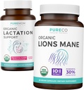Borstvoeding Support & Lions Mane (1-maandvoorraad) Moeders Mind Bundle of Organic Borstvoeding Support - Aid for Nursing Mothers (60 Capsules) & Organic Lions Mane Mushroom 10:1 Extract (60 Capules)