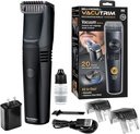 Vacutrim Cordless Heren baard trimmen, oplaadbare elektrische scheerapparaat met 20 trim instelling Kalibratie wijzerplaat en ingebouwde vacuüm voor snor, Sideburns. Gezichtshaar, zwart, 7,5," zoals gezien op TV