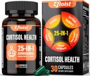 Cortisol Supplement voor vrouwen, 25-in-1 Cortisol Reducer voor vrouwen en mannen, Cortisol Supplementen voor mannen met Ashwagandha, Rhodiola Rosea, L-Theanine, voor Mood, Focus, Slaapondersteuning, 30 Capsules