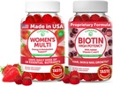 Lunakai USA Made Women Multivitamin & Biotin Gummies Bundle – Énergie et cheveux, peau, soutien des ongles – naturellement aromatisé – 60 Gummies non OGM