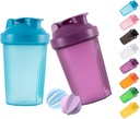 Shaker Protein Shakes and 16-Ounce/400ML Shaker-Bottle with Whisk Balls, Non-BPA plastic(Blue+Purple(2PCS))