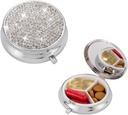 Bling Pill Box, 3 Compartiment Medicine Pill Case Holder, Bling Crystal Rhinestones Waterdichte Pocket Pill Case ound Medicine Organizer voor Vitamine/Fish Oils/Supplement. (Zilver)