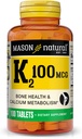 MASON NATUURLIJKE Vitamine K2 100 mcg met Calcium, ondersteunt bot, hart en spier gezondheid, 100 tabletten