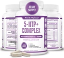 Premium 5-HTP Plus Supplement 250mg Maximale sterkte - Slaaphulp, Mood Boost, bevordert kalmte en ontspanning, stress management ondersteuning - verbeterd met vitamine B6, Glutenvrij, niet-GMO, 60 Veggie Caps