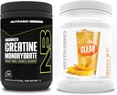 NutraBio Creatine Monohydraat, Unflavored, (300 g) en Clear Whey Protein Isolaat, (Mango Mist) Supplement Bundel 